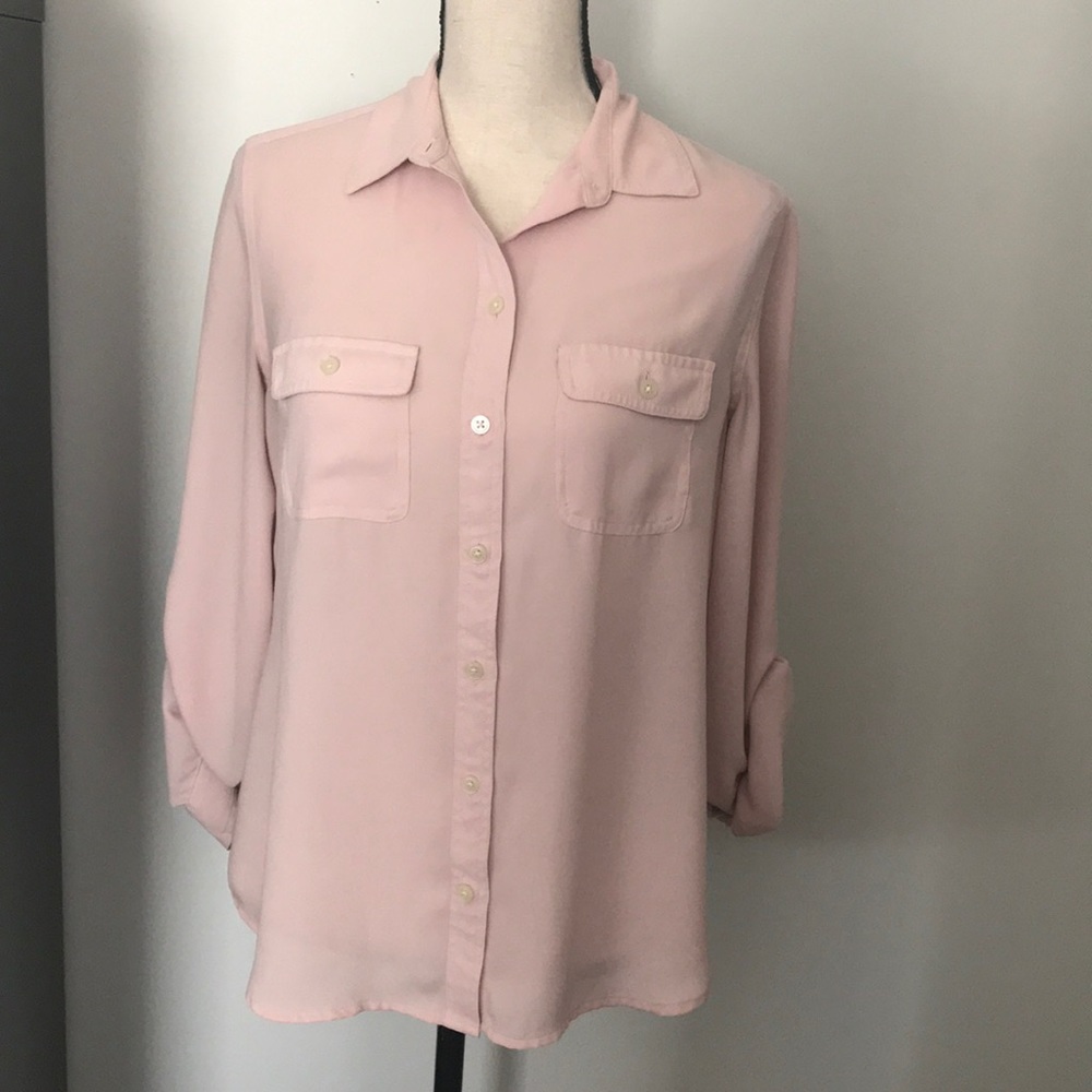 Pink chiffon button up